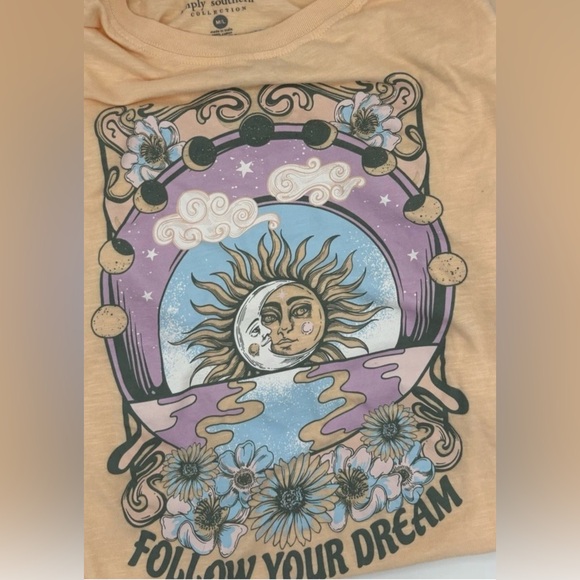 Simply Southern Relaxed Fit T Shirt Hi Lo Hem Tee Celestial M/L - Picture 1 of 10